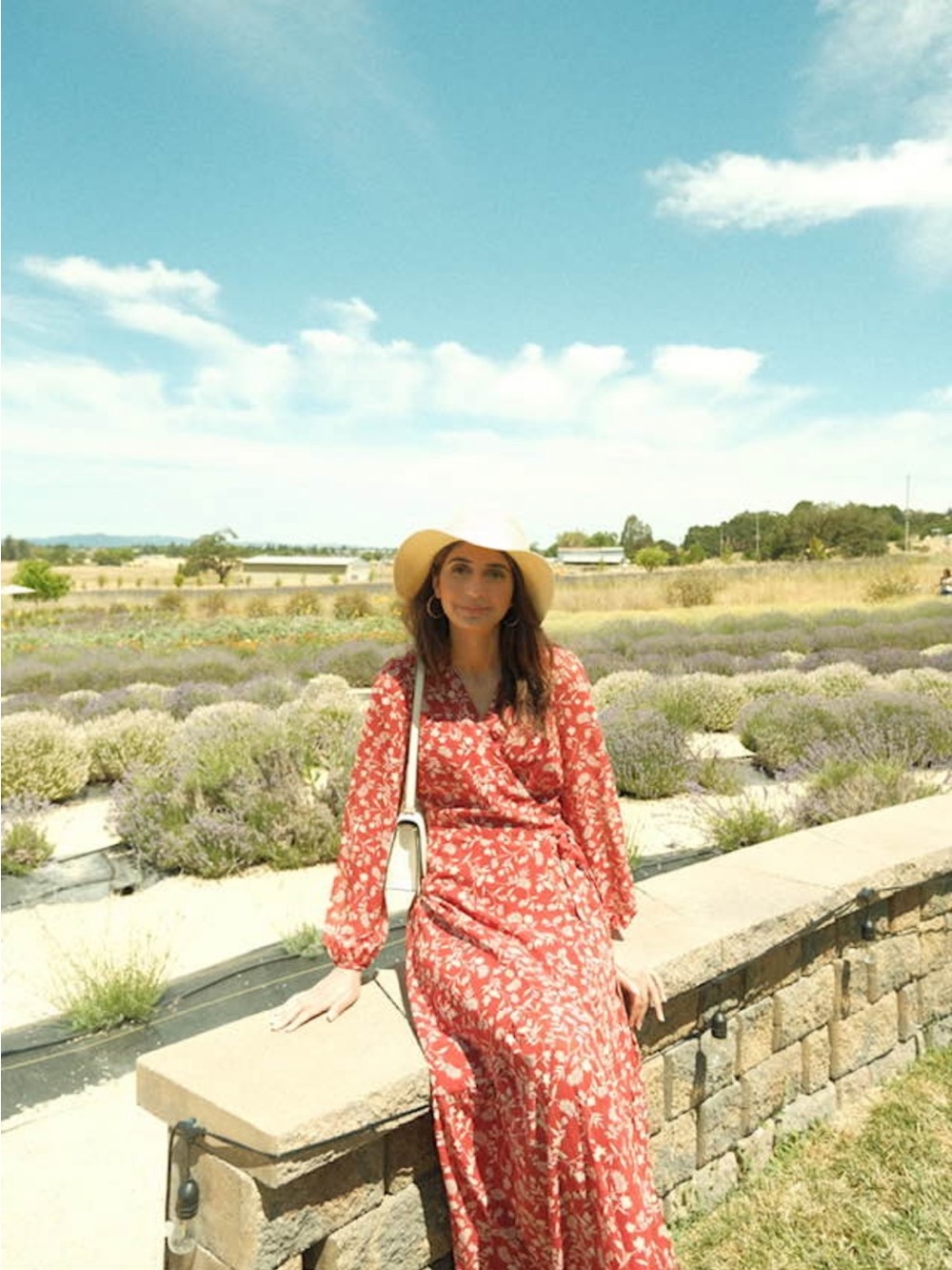 Bar III Red Floral Long Sleeve Wrap Tie Dress - Size S